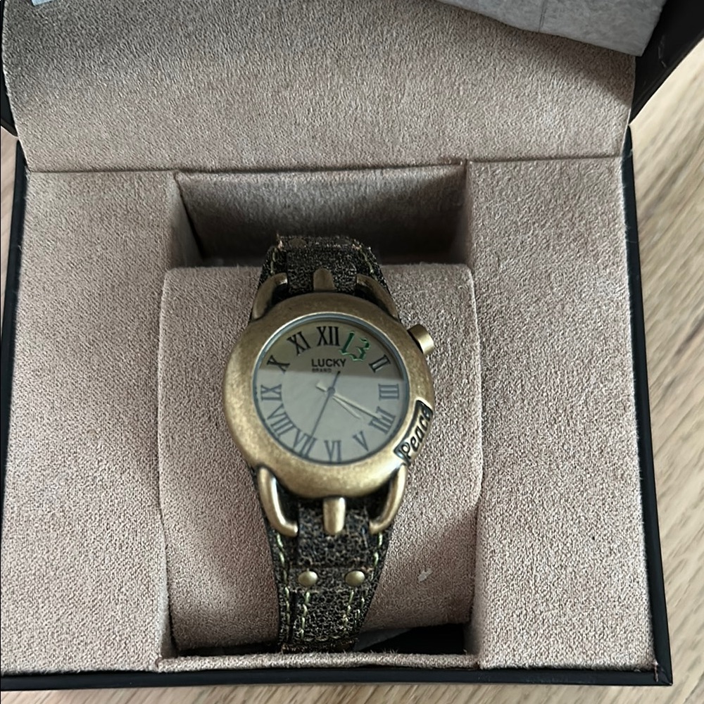 Lucky Brand Gold-Tone Watch with Black Strap